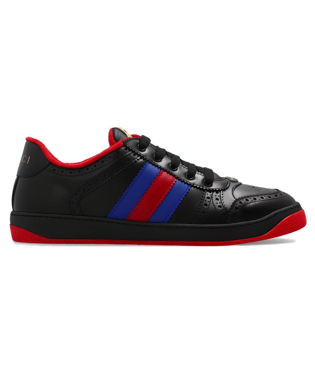 GUCCI Черные кожаные низкие кроссовки / кеды, фото 1