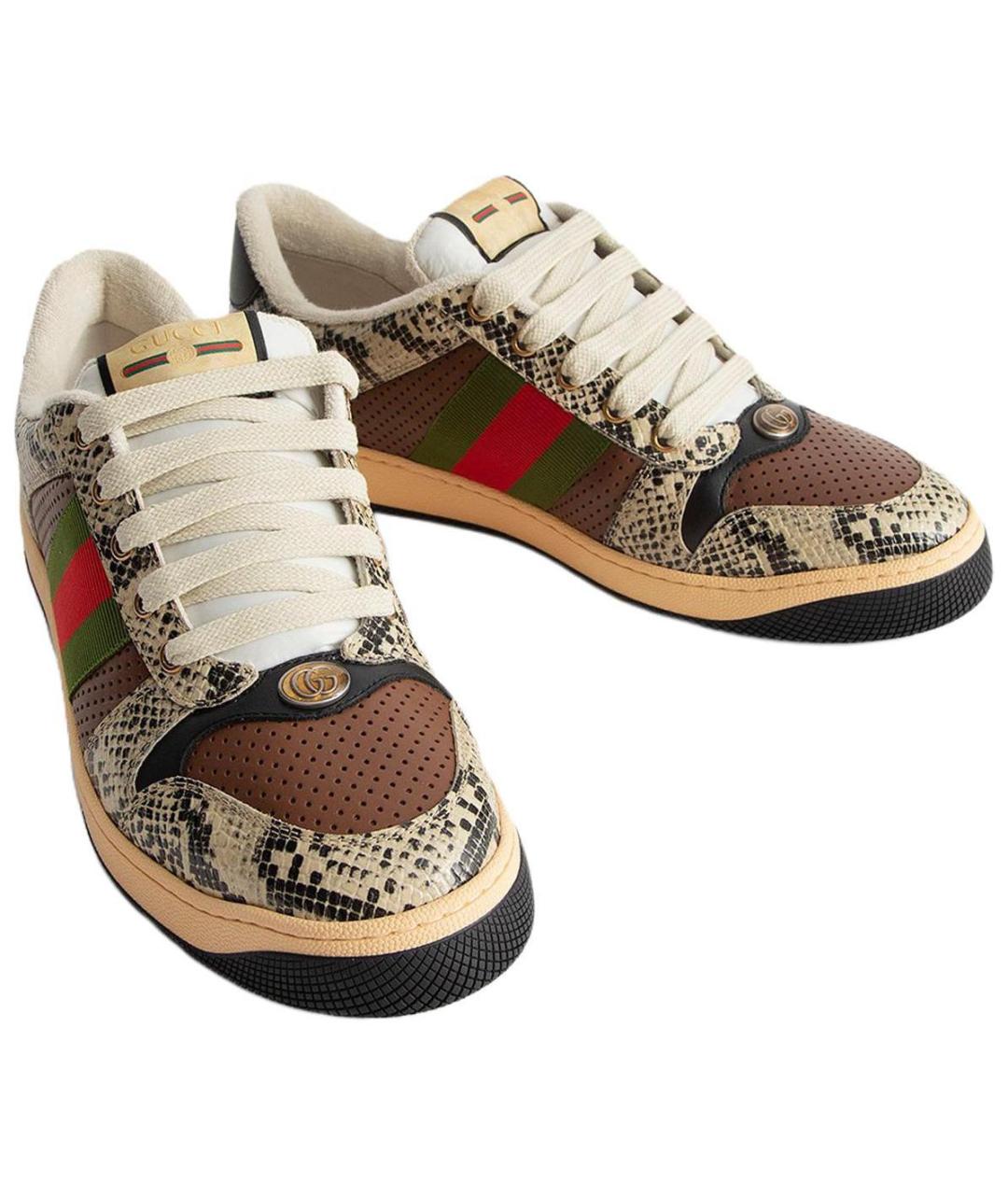 GUCCI Коричневые низкие кроссовки / кеды, фото 4