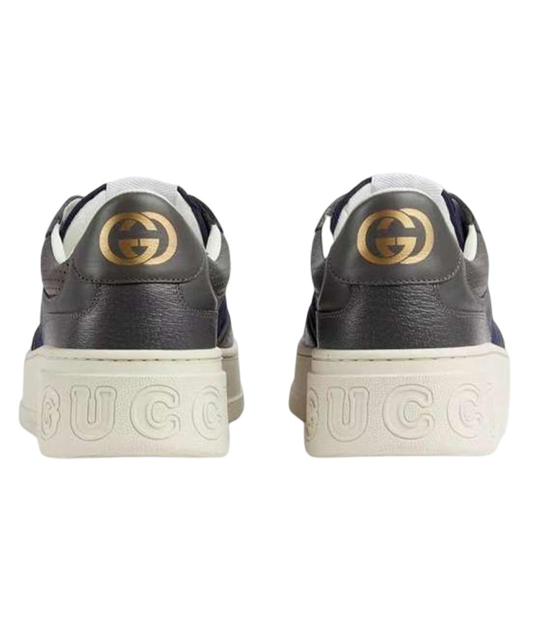 GUCCI Темно-синие кожаные низкие кроссовки / кеды, фото 4
