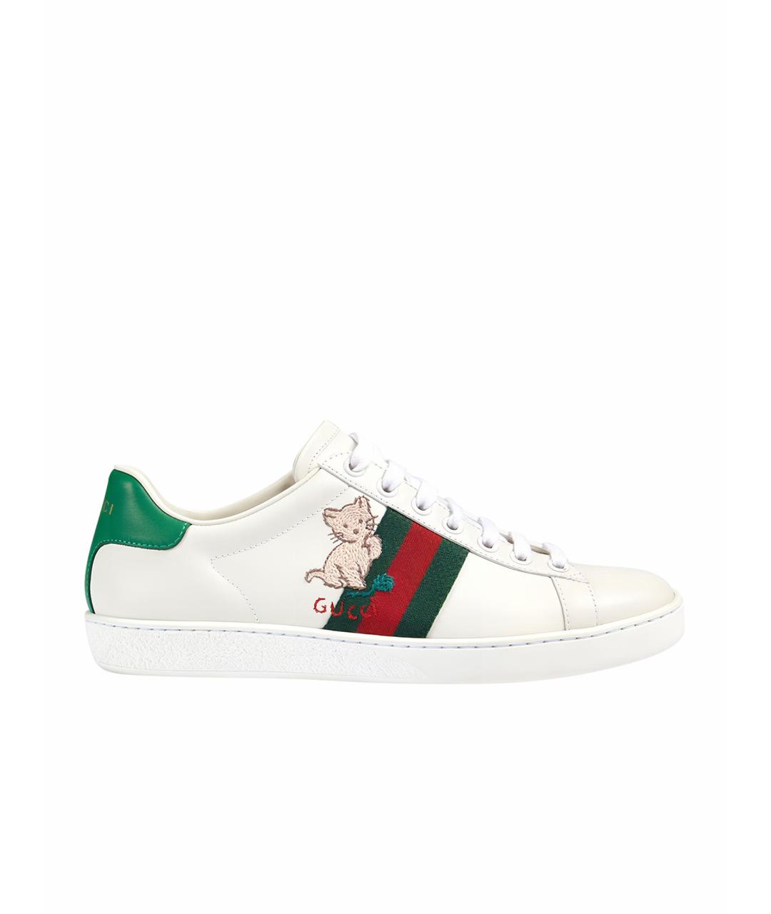 GUCCI Белые кожаные кеды, фото 1