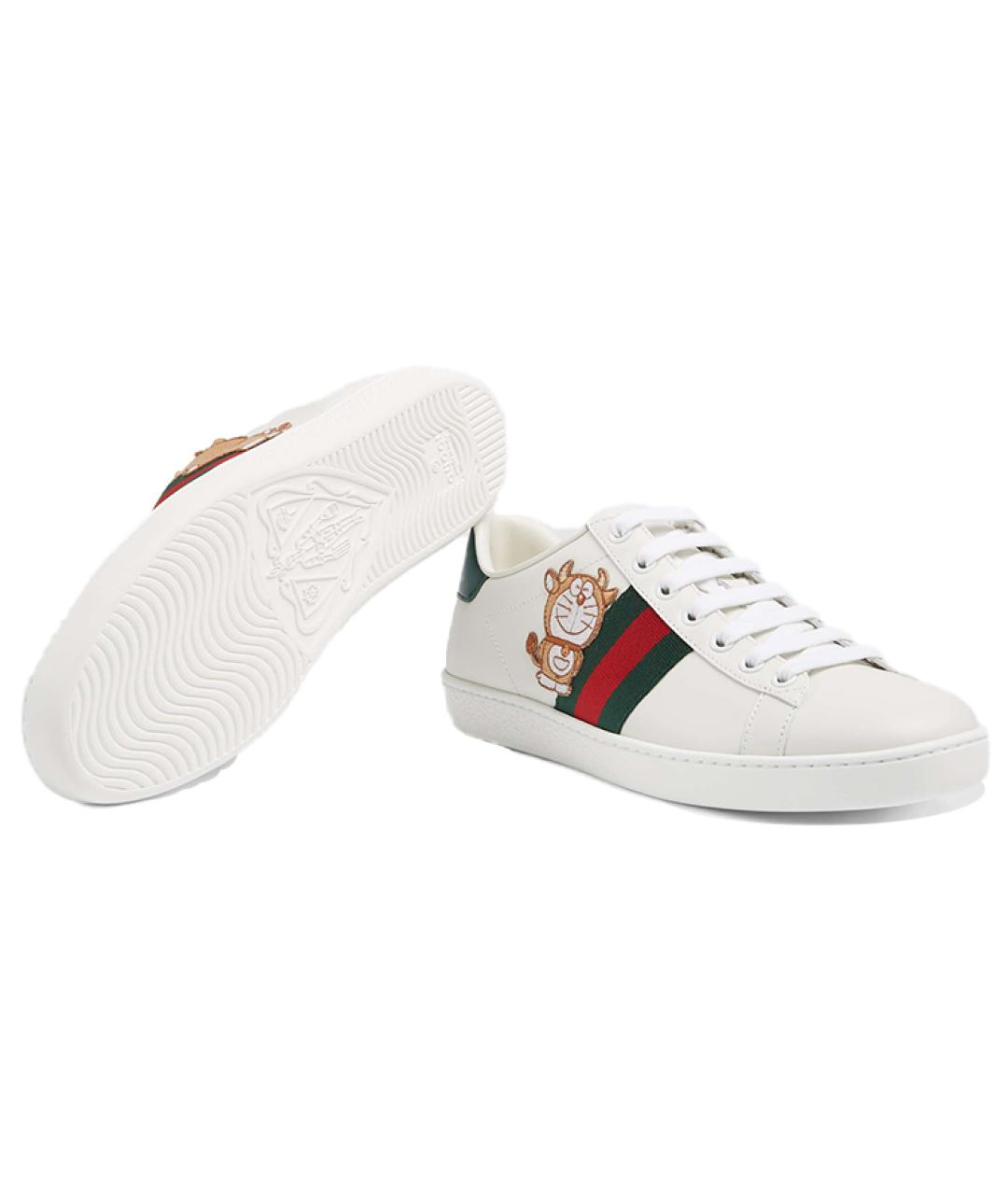 GUCCI Белые кожаные кеды, фото 7
