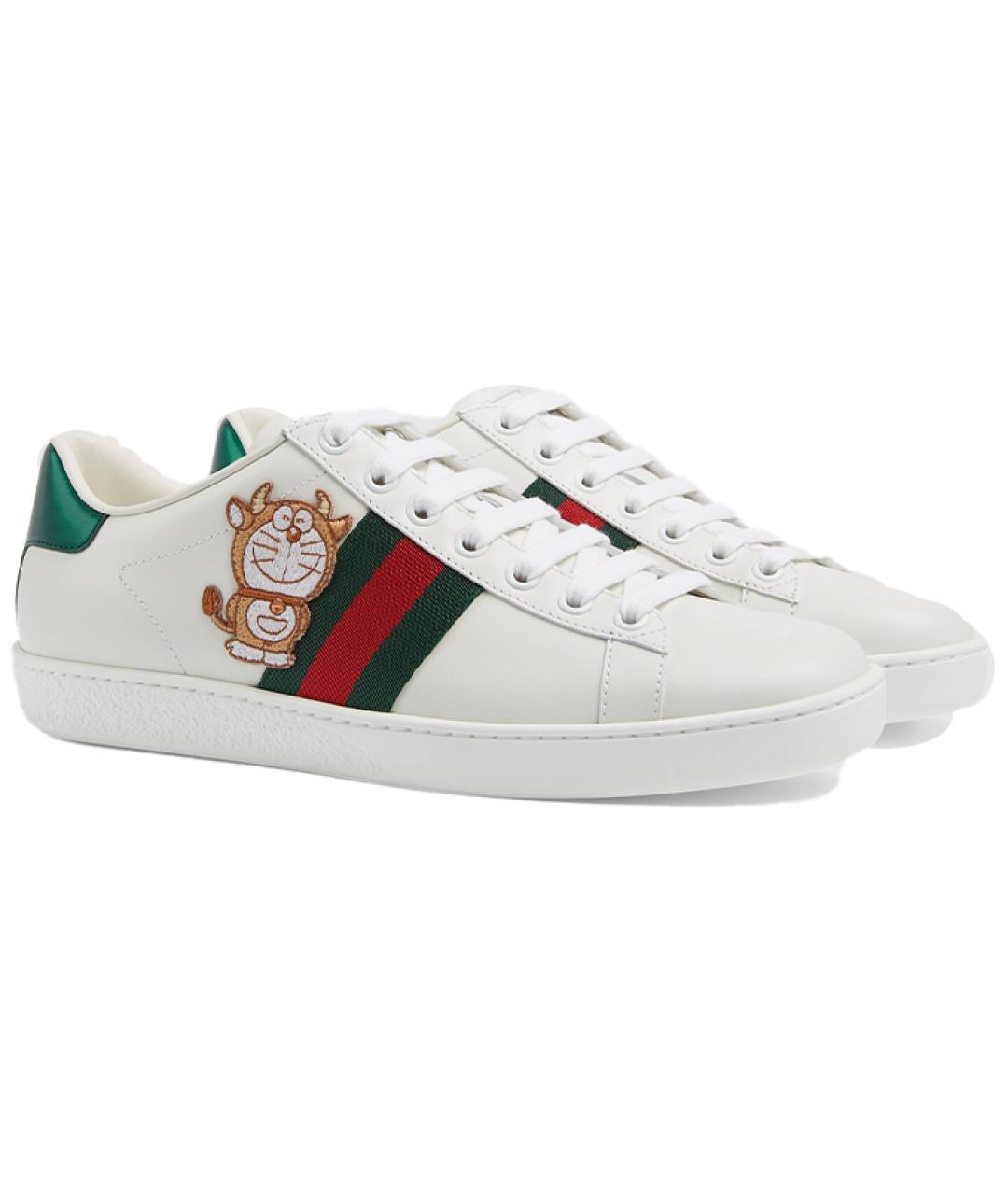 GUCCI Белые кожаные кеды, фото 4