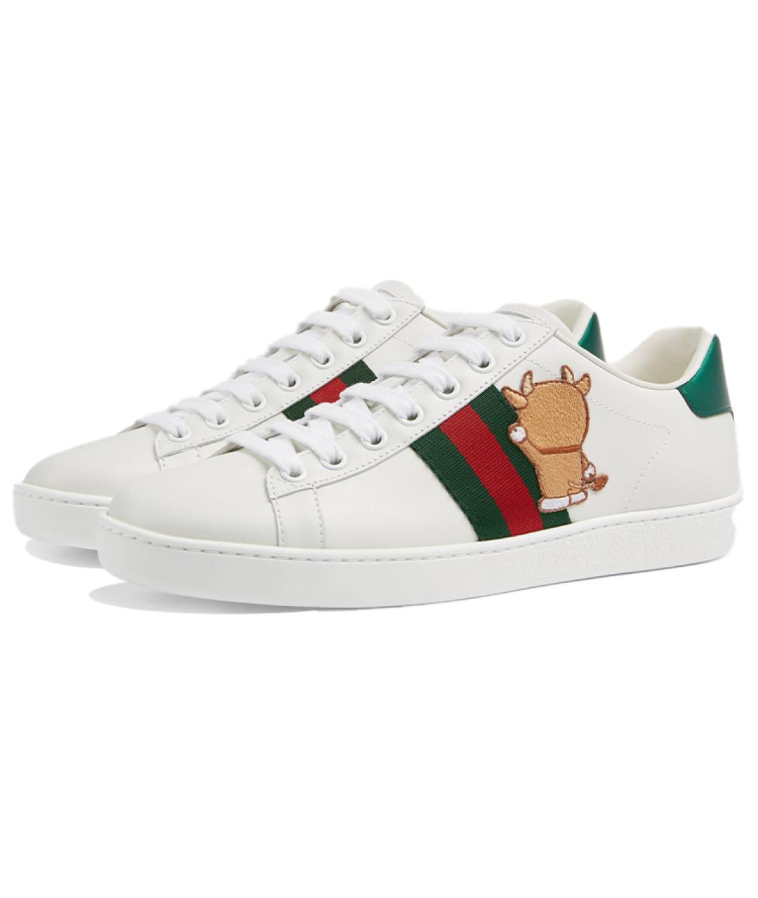 GUCCI Белые кожаные кеды, фото 3