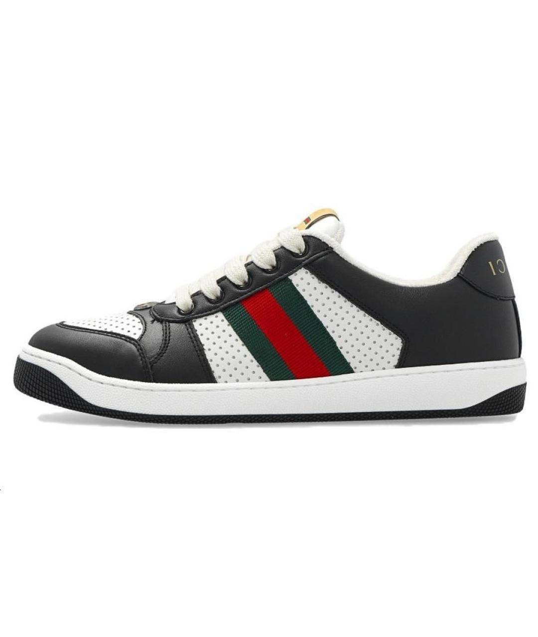 GUCCI Черные кожаные кроссовки, фото 2