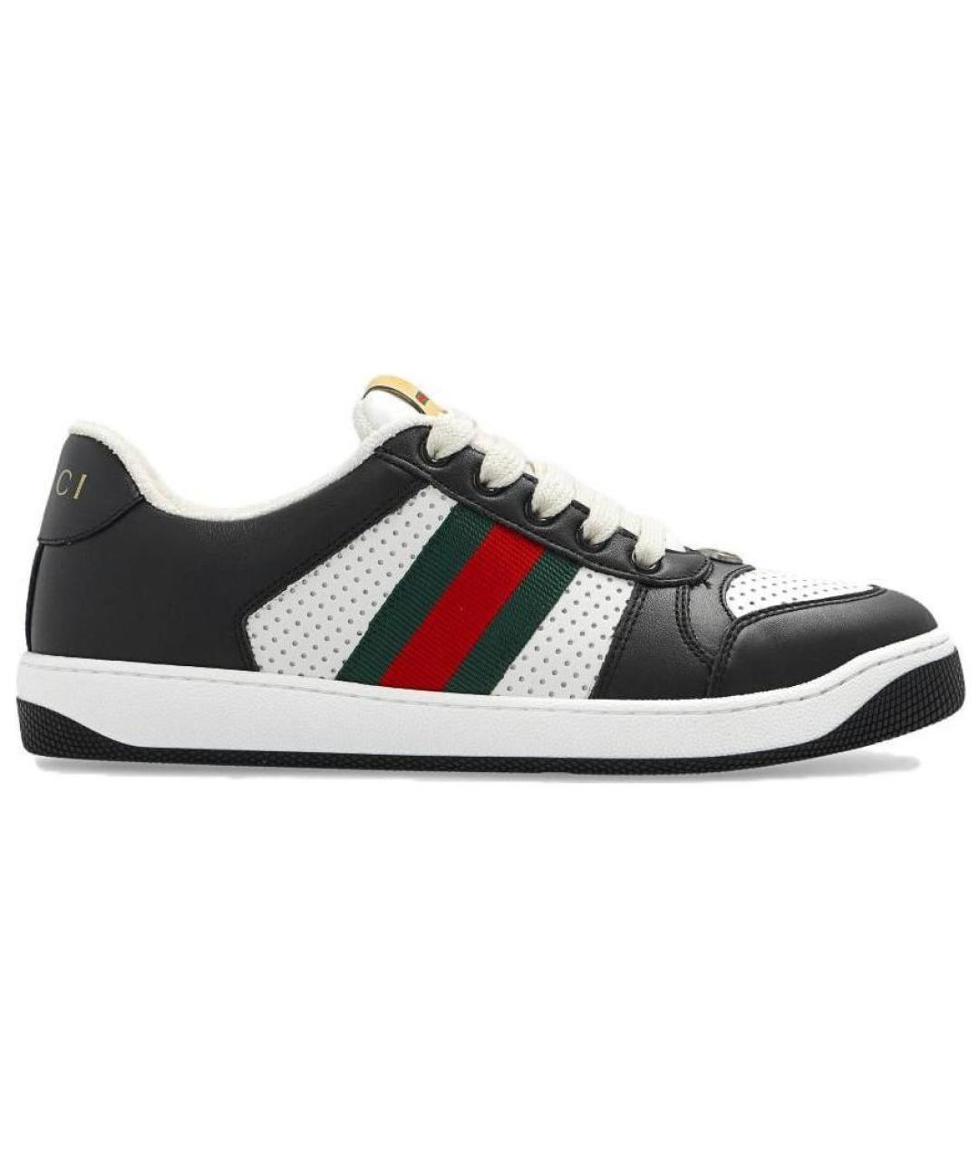 GUCCI Черные кожаные кроссовки, фото 1