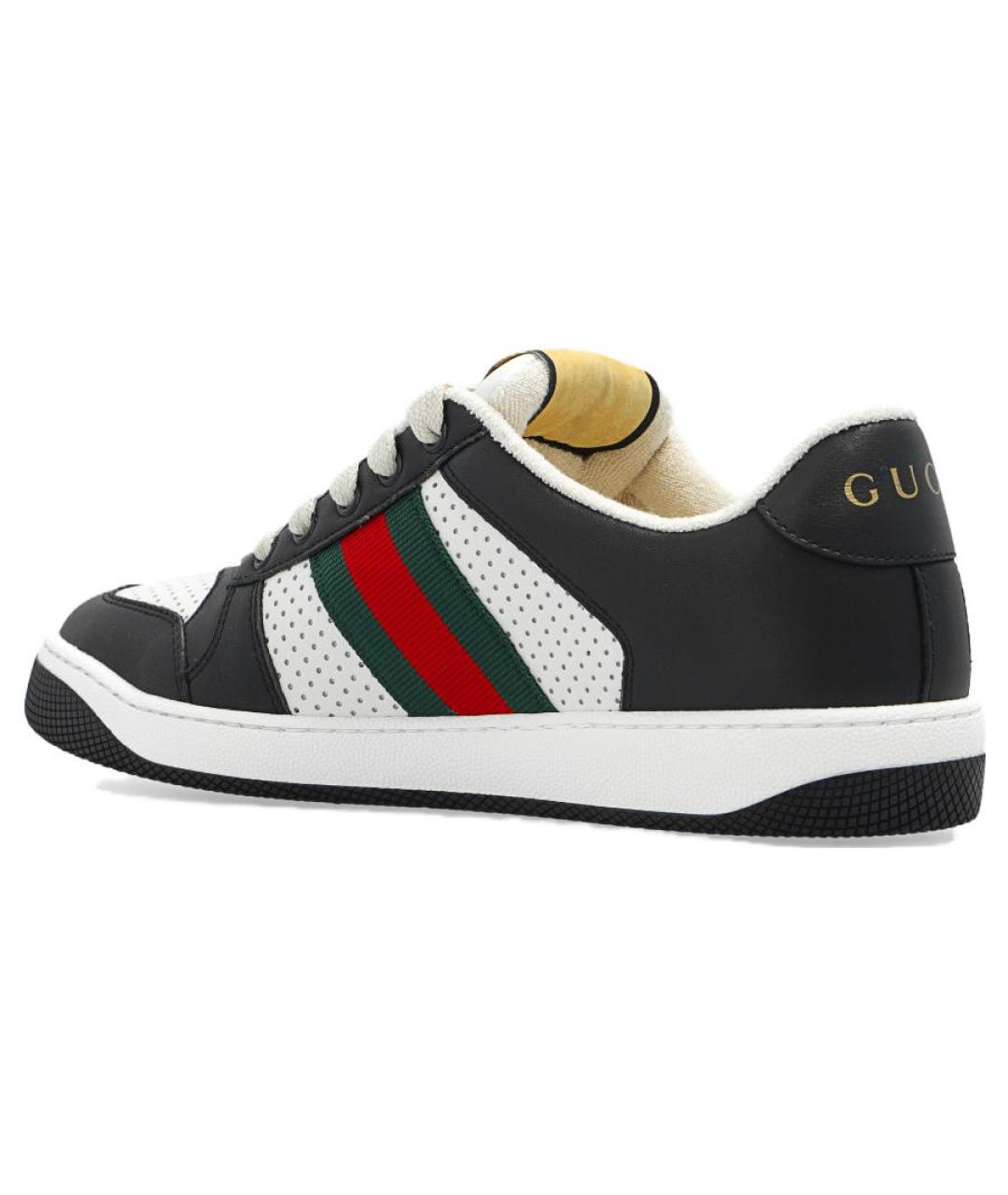 GUCCI Черные кожаные кроссовки, фото 4