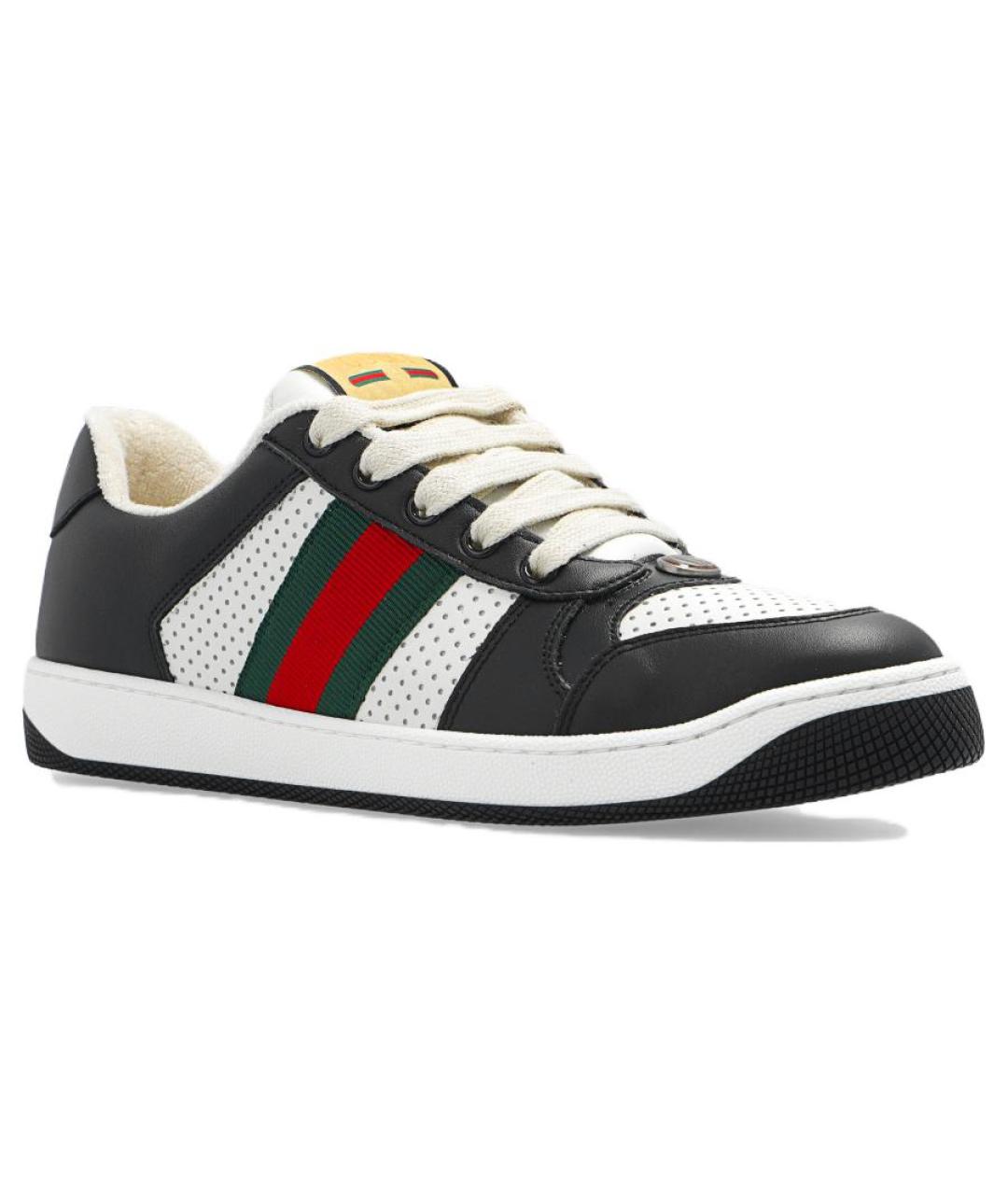 GUCCI Черные кожаные кроссовки, фото 3