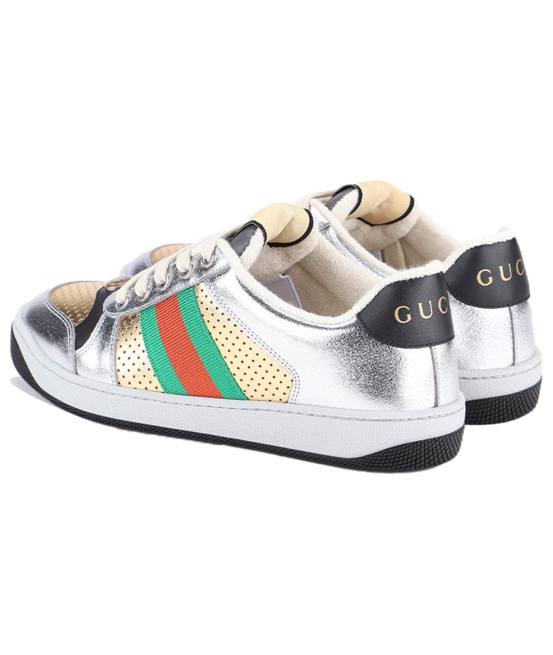 GUCCI Серебряные кеды, фото 4