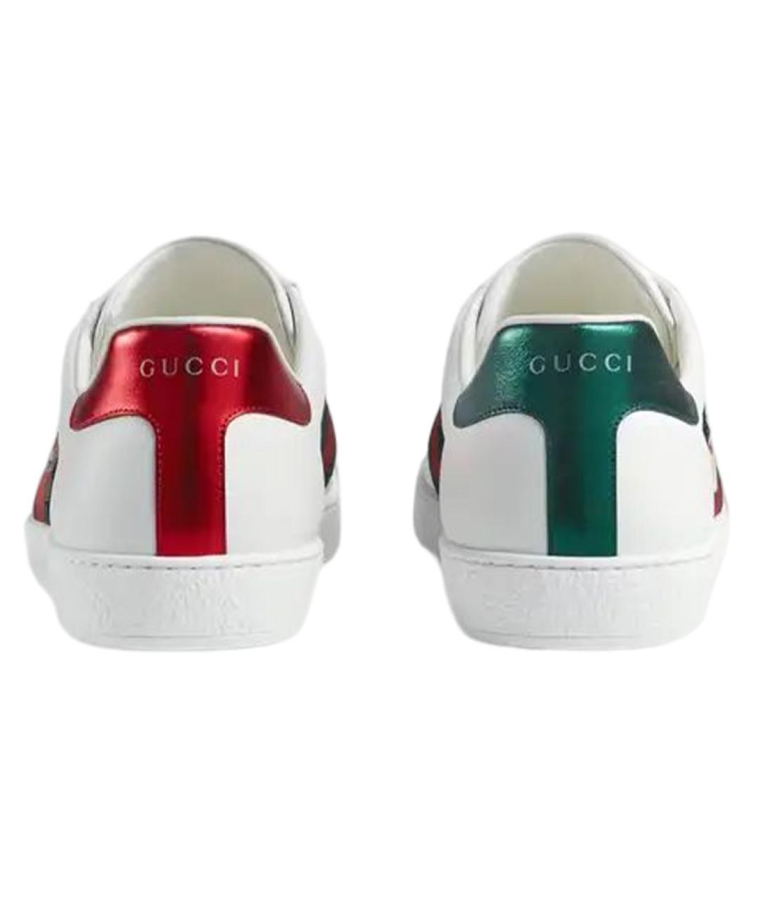 GUCCI Белые кожаные низкие кроссовки / кеды, фото 5