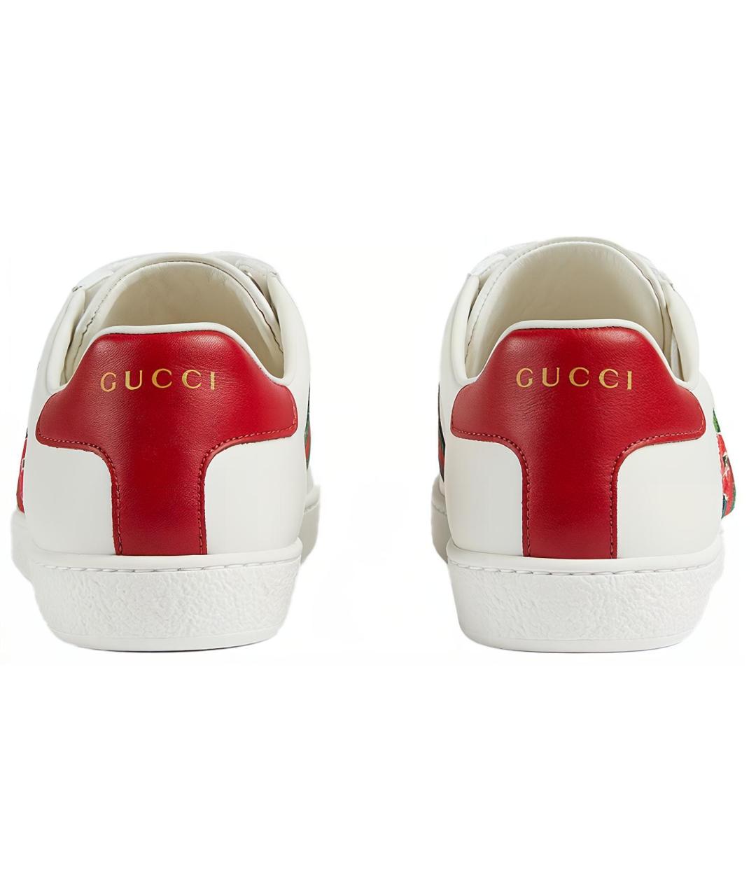 GUCCI Белые кожаные кеды, фото 5