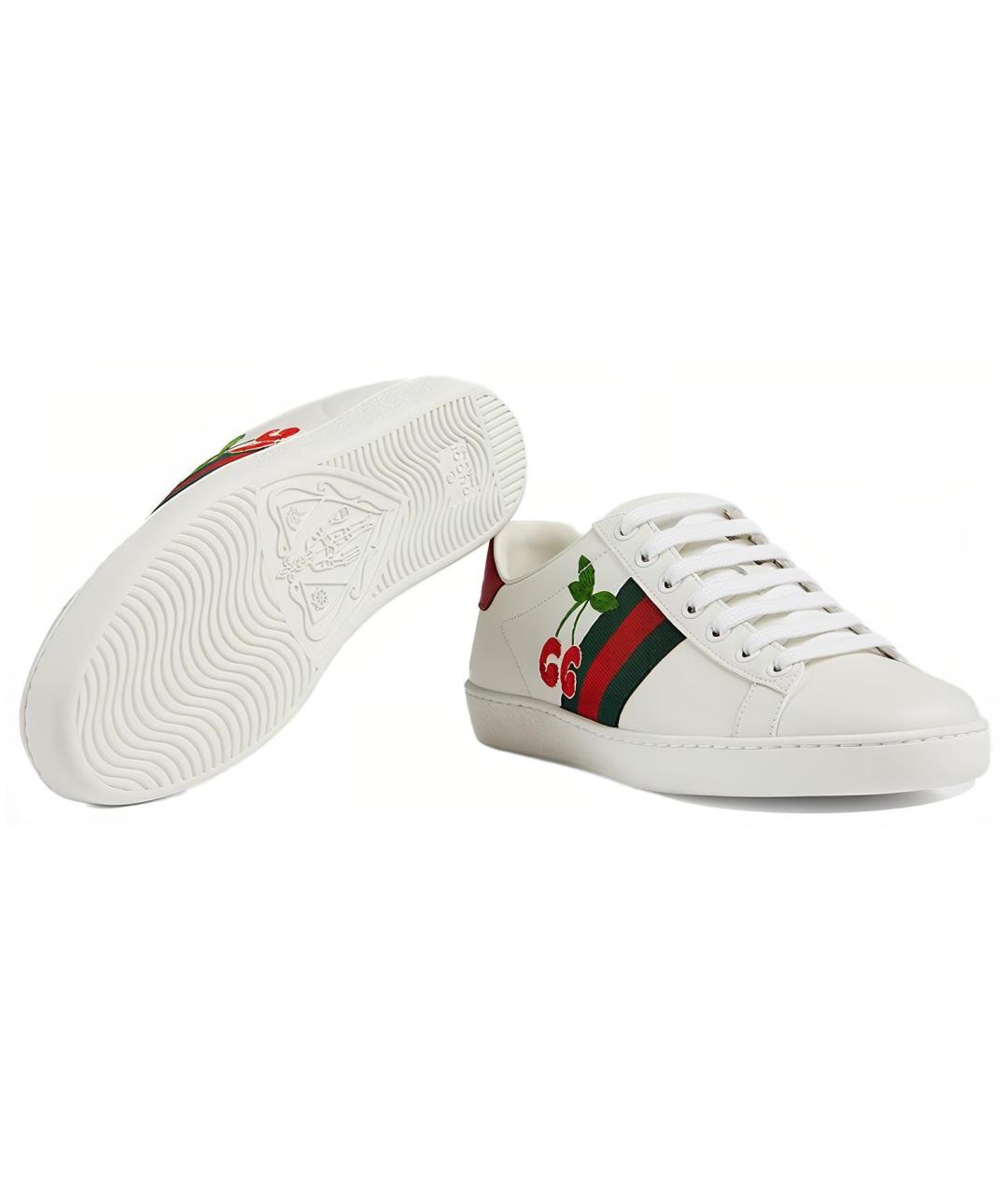 GUCCI Белые кожаные кеды, фото 6