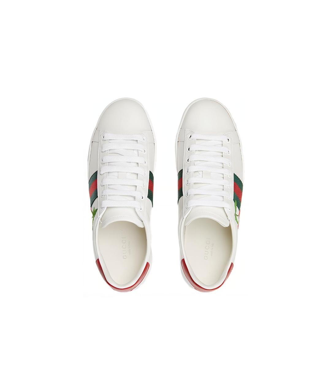GUCCI Белые кожаные кеды, фото 4
