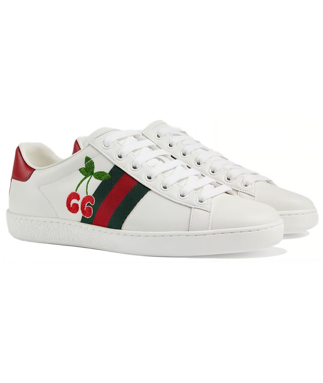 GUCCI Белые кожаные кеды, фото 3