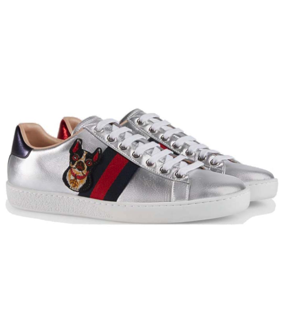 GUCCI Серебряные кеды, фото 2