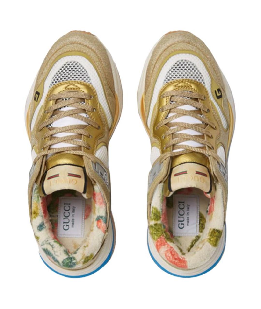 GUCCI Золотые кроссовки, фото 4