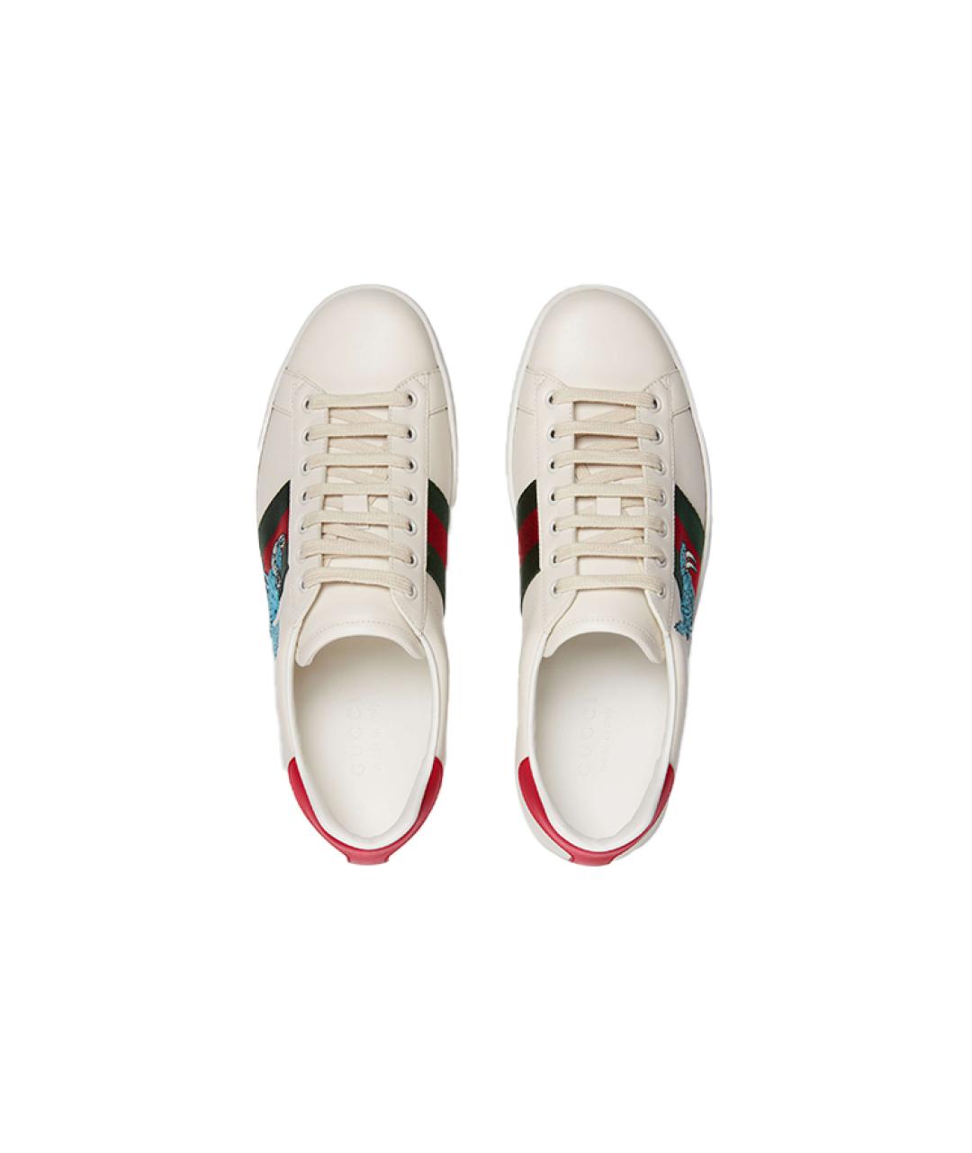 GUCCI Белые кожаные низкие кроссовки / кеды, фото 4