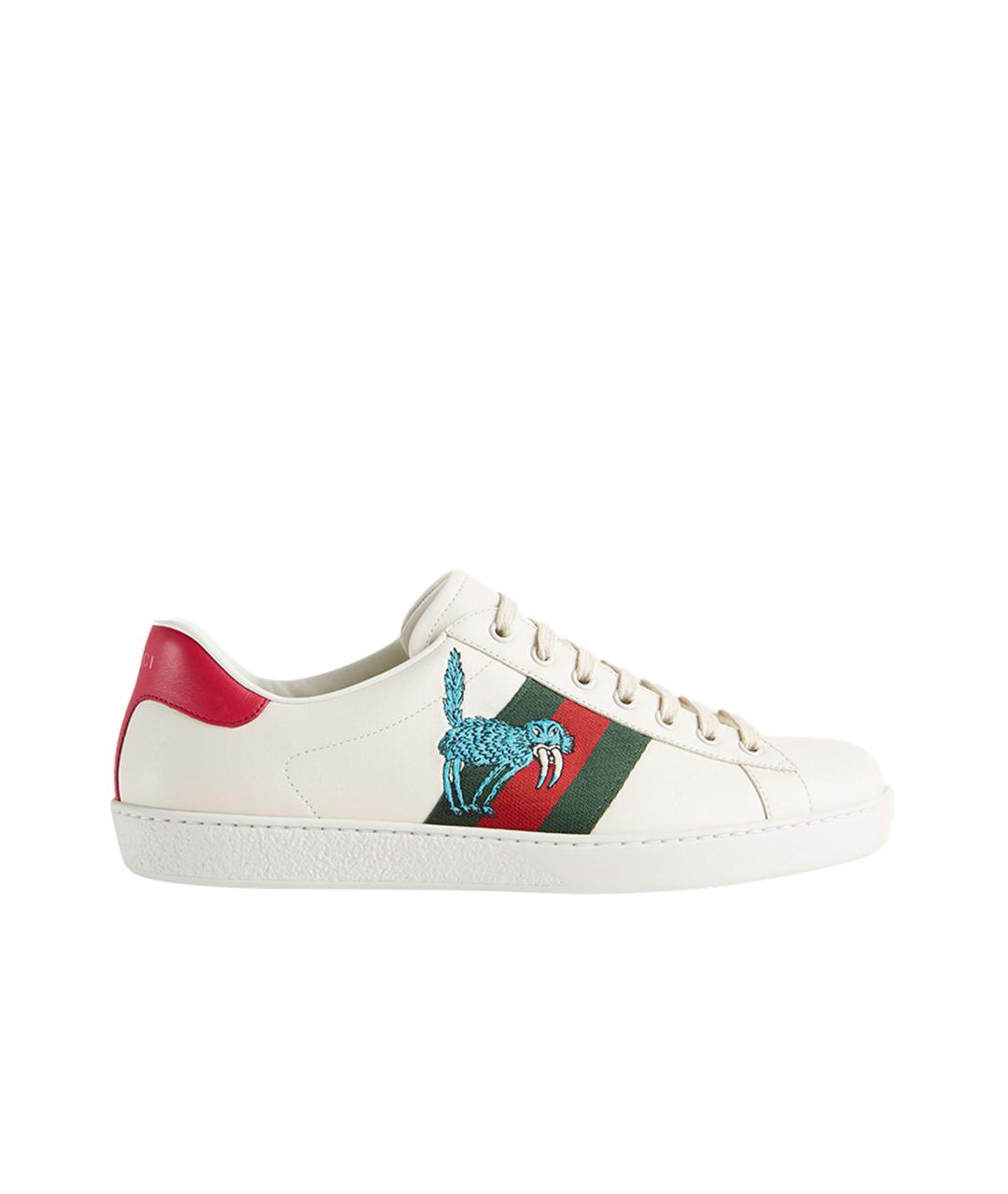 GUCCI Белые кожаные низкие кроссовки / кеды, фото 6