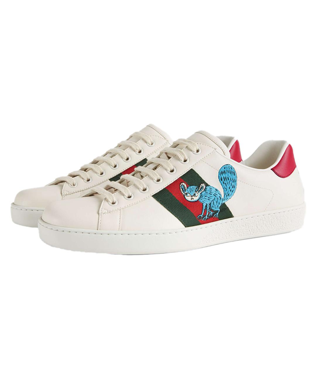 GUCCI Белые кожаные низкие кроссовки / кеды, фото 2
