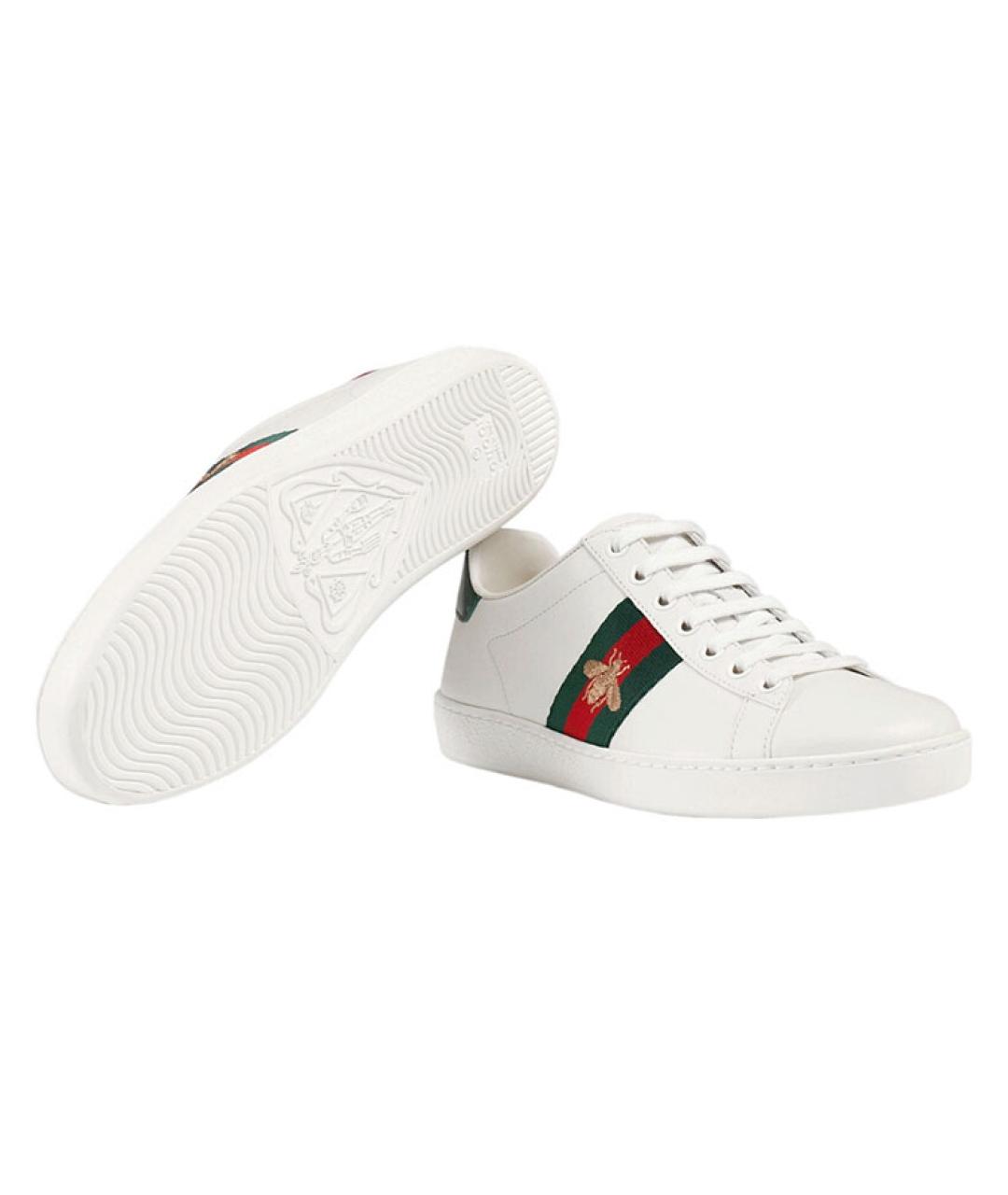 GUCCI Белые кожаные кеды, фото 6