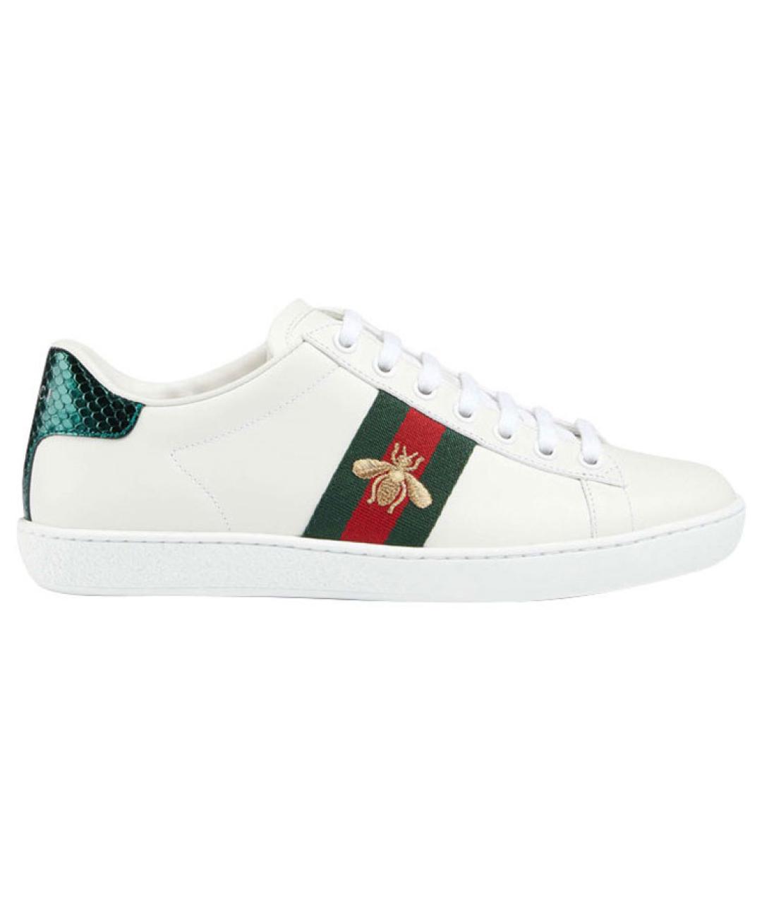 GUCCI Белые кожаные кеды, фото 1