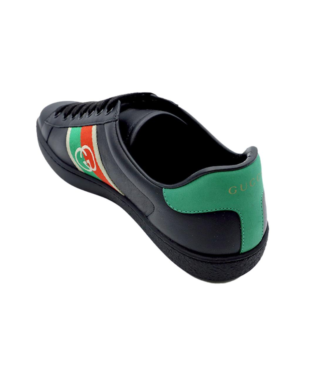 GUCCI Черные кожаные низкие кроссовки / кеды, фото 4