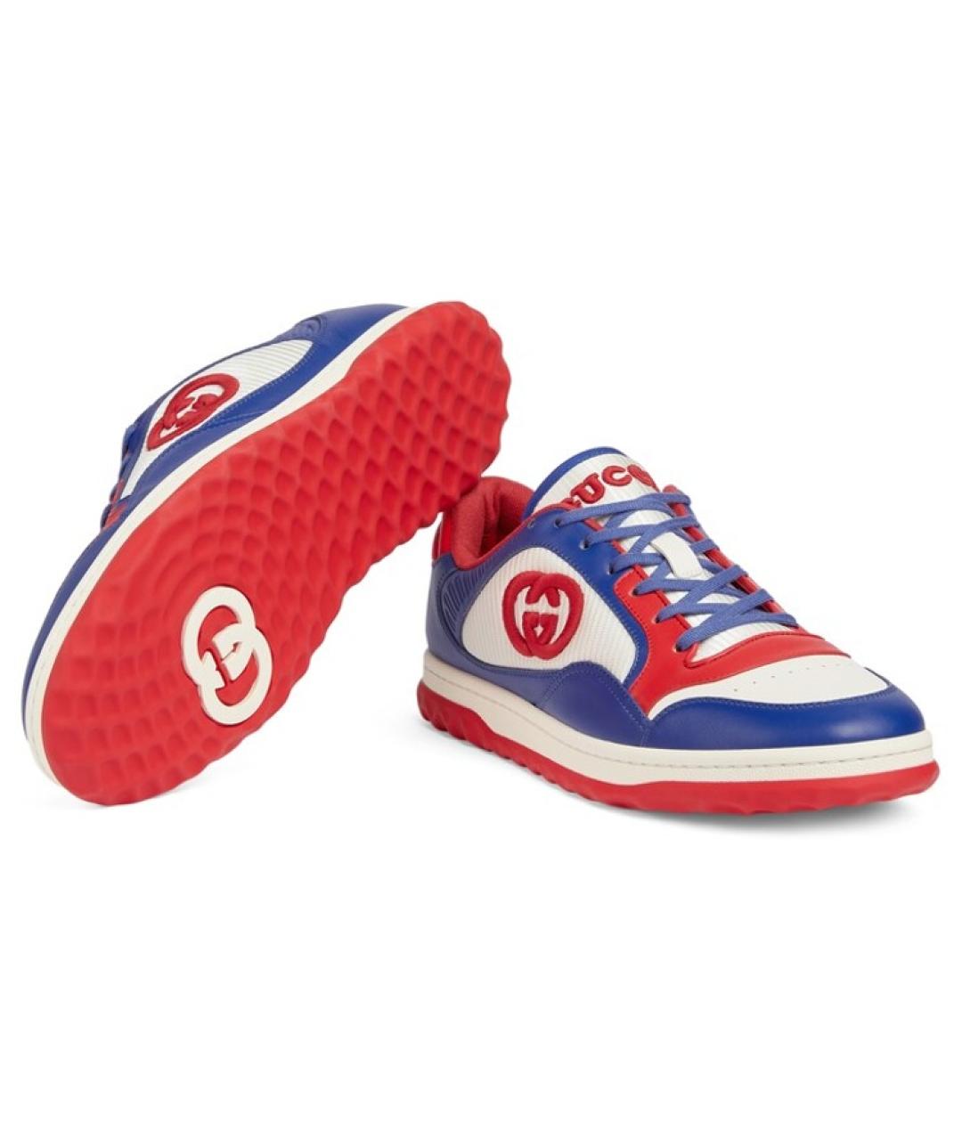 GUCCI Синие кожаные низкие кроссовки / кеды, фото 5