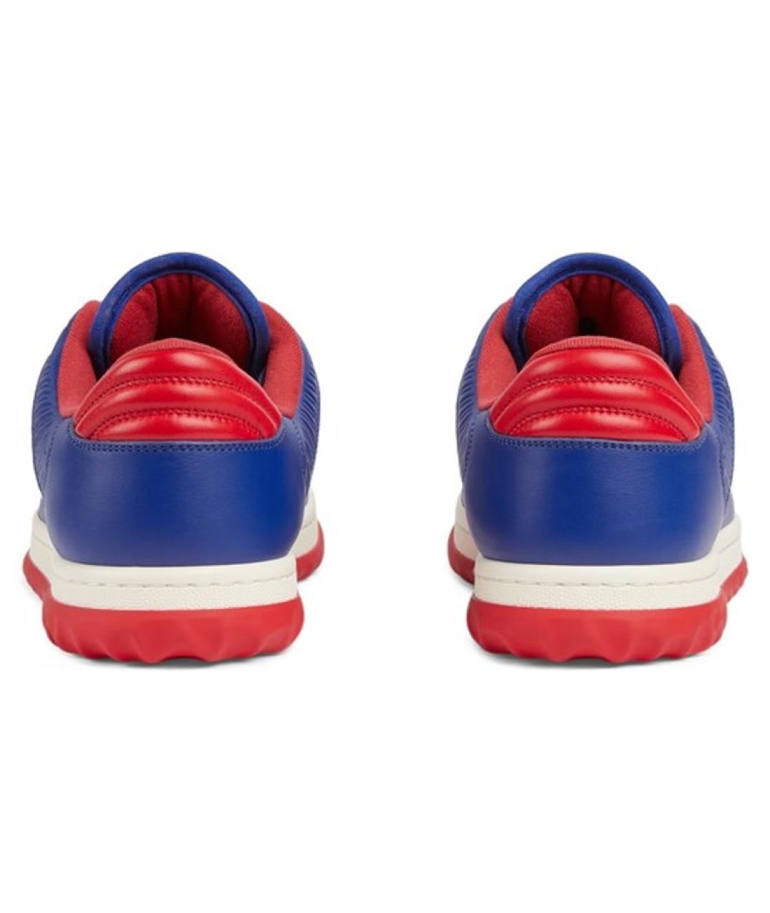 GUCCI Синие кожаные низкие кроссовки / кеды, фото 4