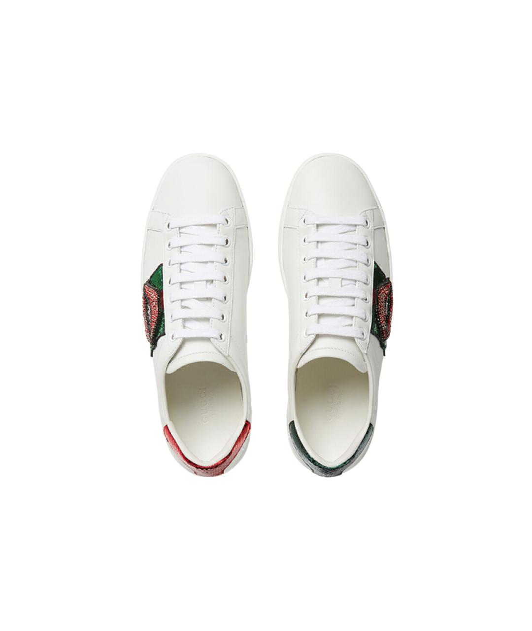 GUCCI Белые кожаные кеды, фото 4