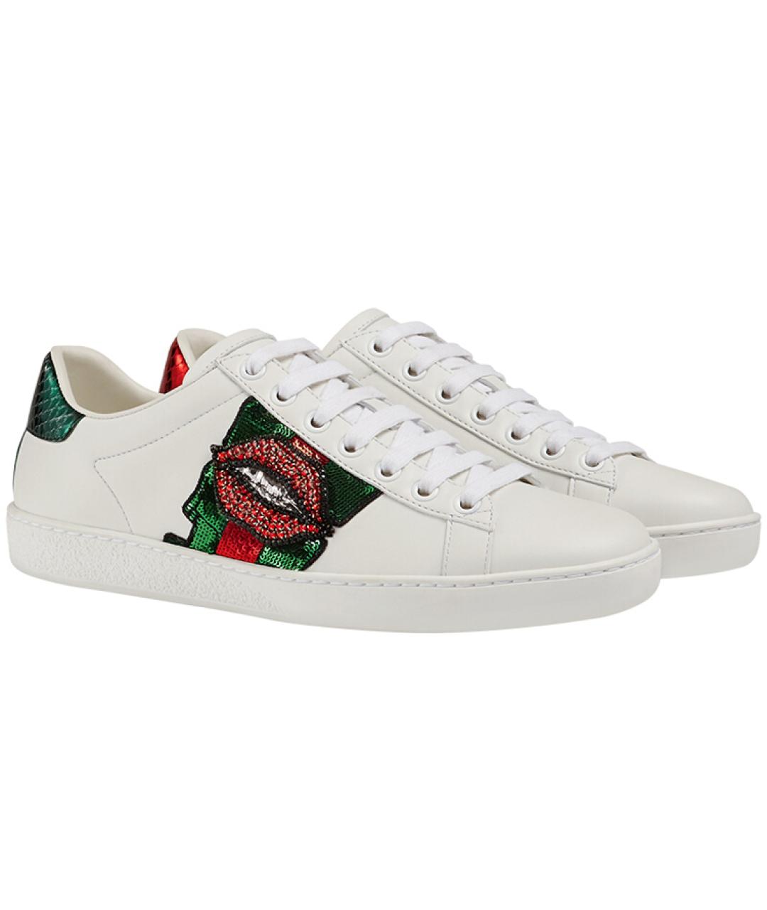 GUCCI Белые кожаные кеды, фото 3
