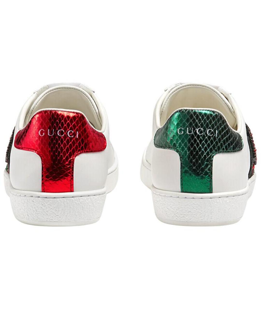 GUCCI Белые кожаные кеды, фото 5