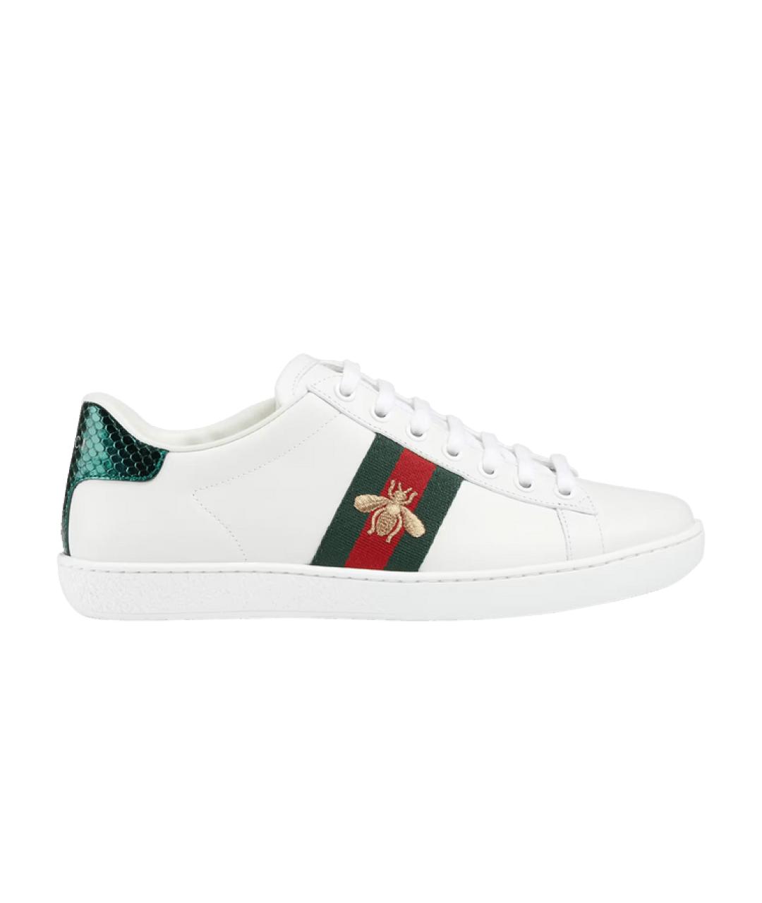 GUCCI Белые кожаные кеды, фото 1