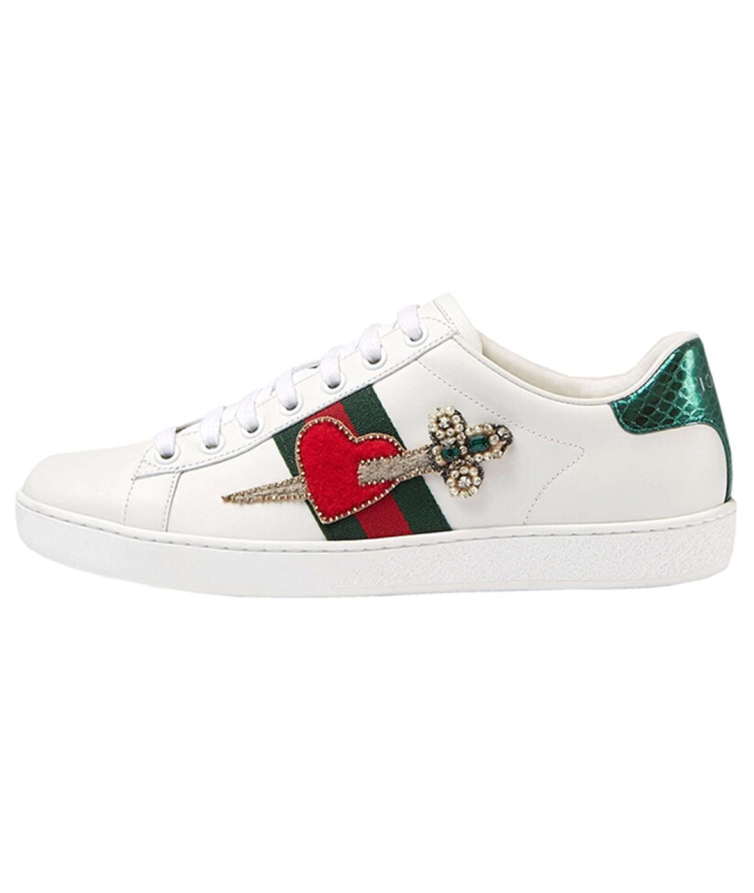 GUCCI Белые кожаные кеды, фото 2