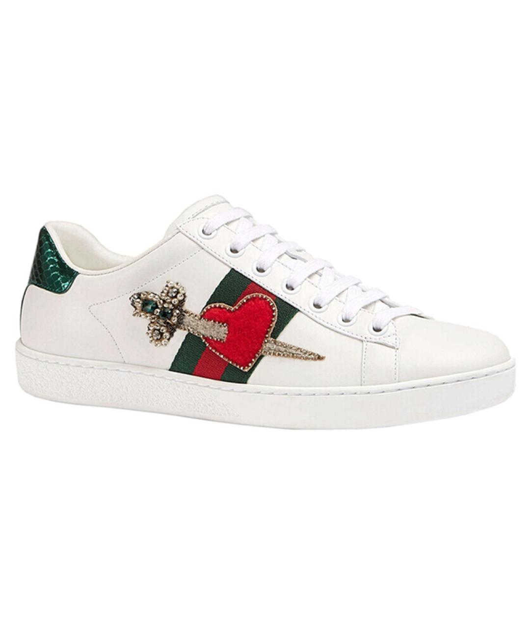 GUCCI Белые кожаные кеды, фото 3