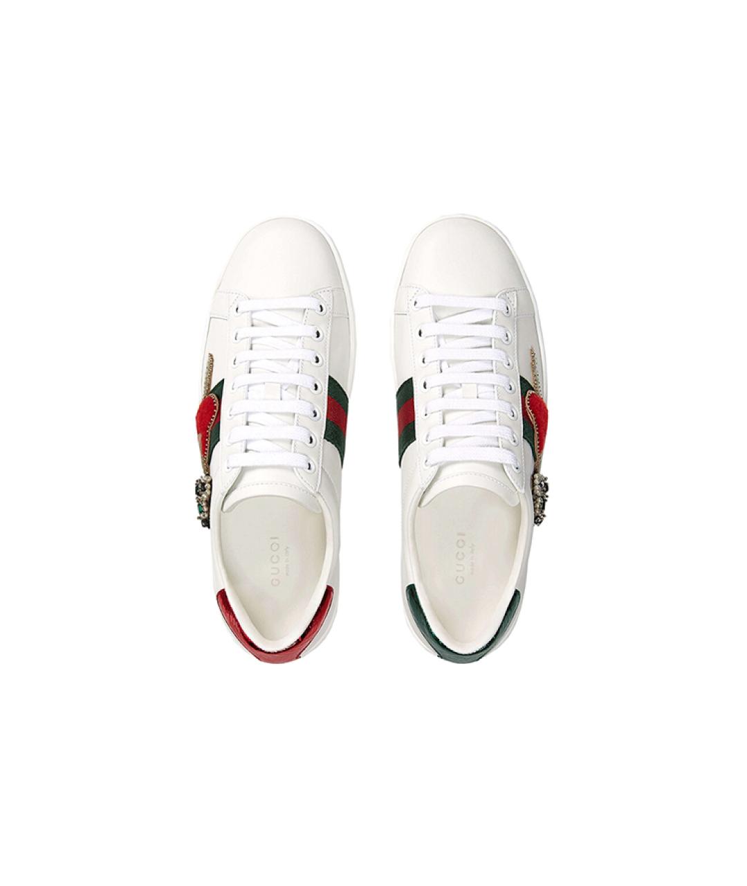 GUCCI Белые кожаные кеды, фото 4