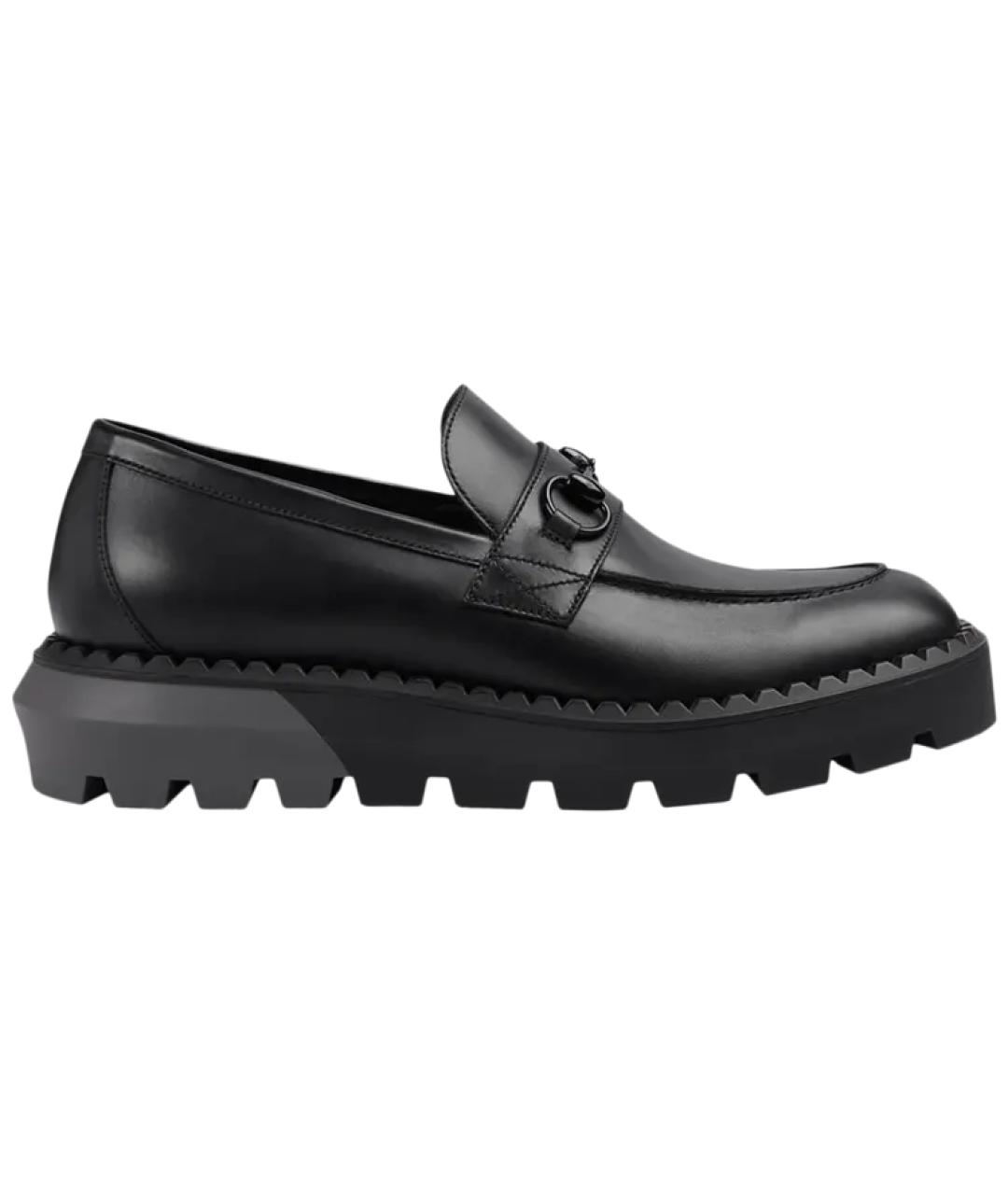 GUCCI Черные кожаные лоферы, фото 1