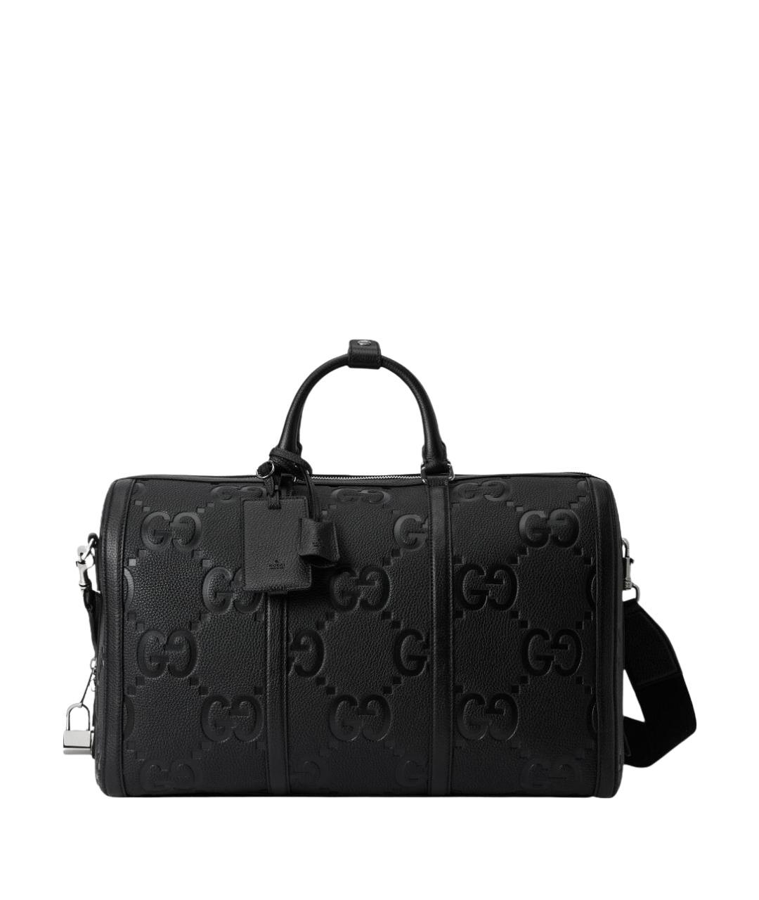 GUCCI Черная кожаная дорожная/спортивная сумка, фото 1