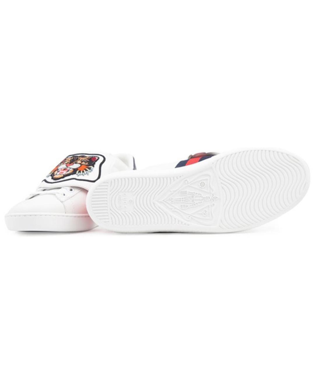 GUCCI Белые кожаные кеды, фото 5