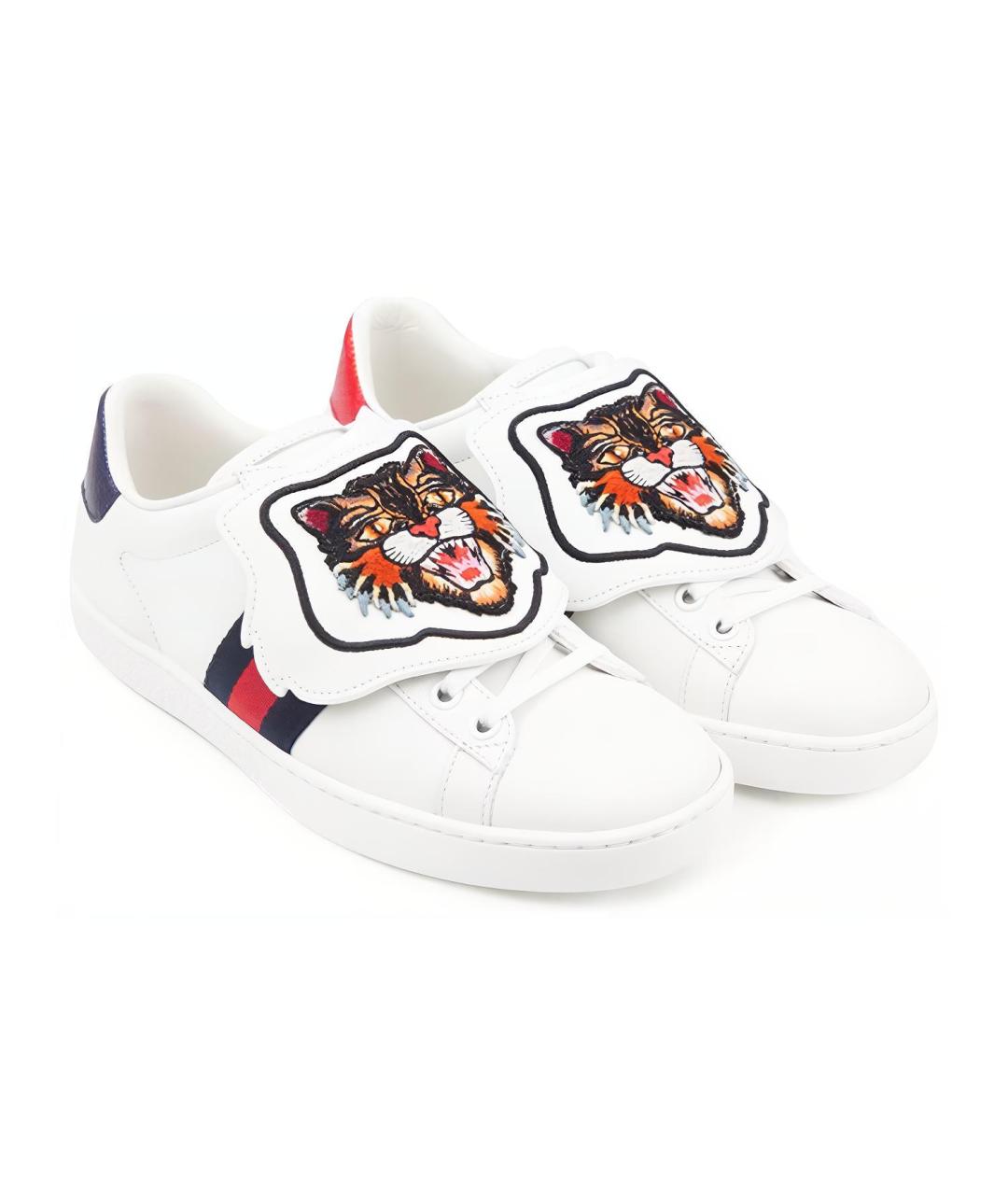 GUCCI Белые кожаные кеды, фото 3