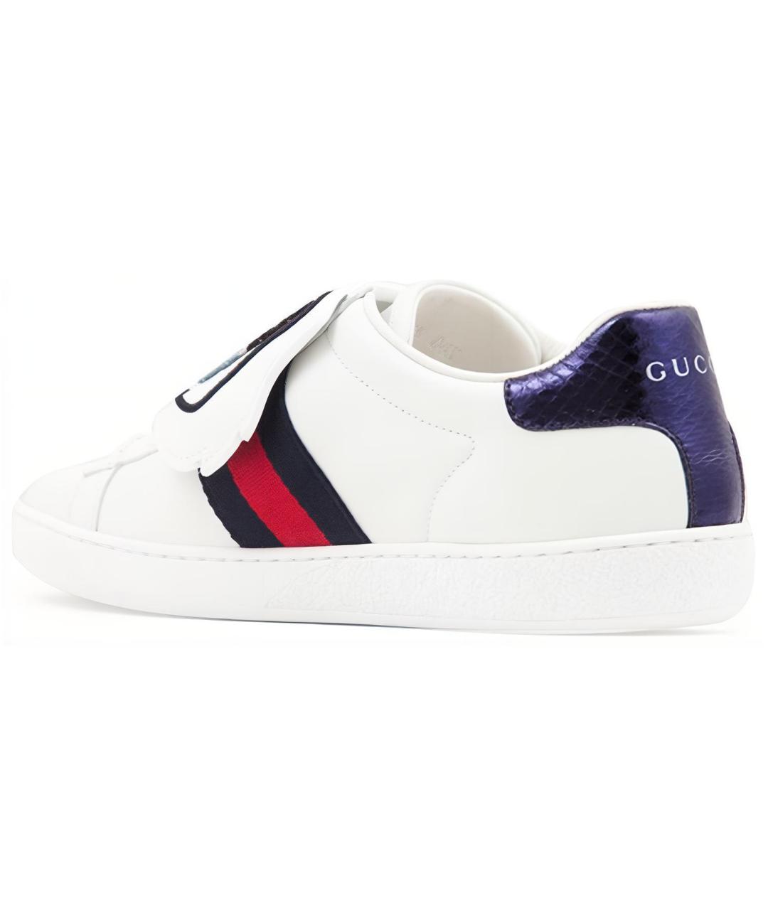 GUCCI Белые кожаные кеды, фото 4