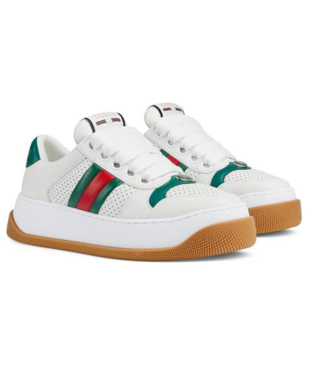GUCCI Белые кожаные кроссовки, фото 3