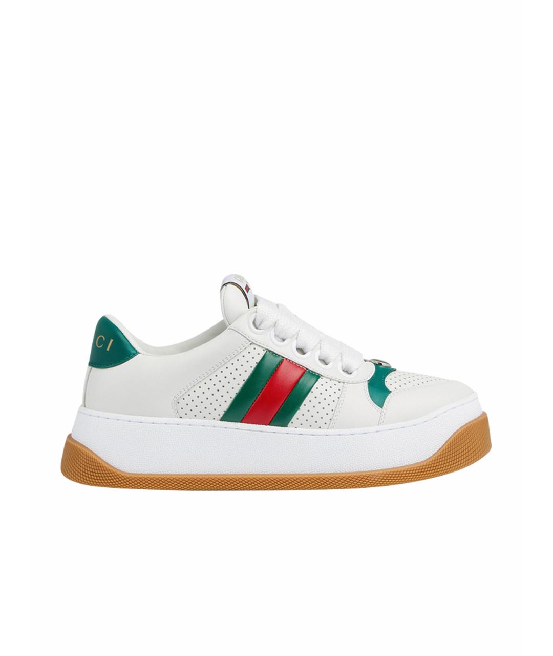 GUCCI Белые кожаные кроссовки, фото 1
