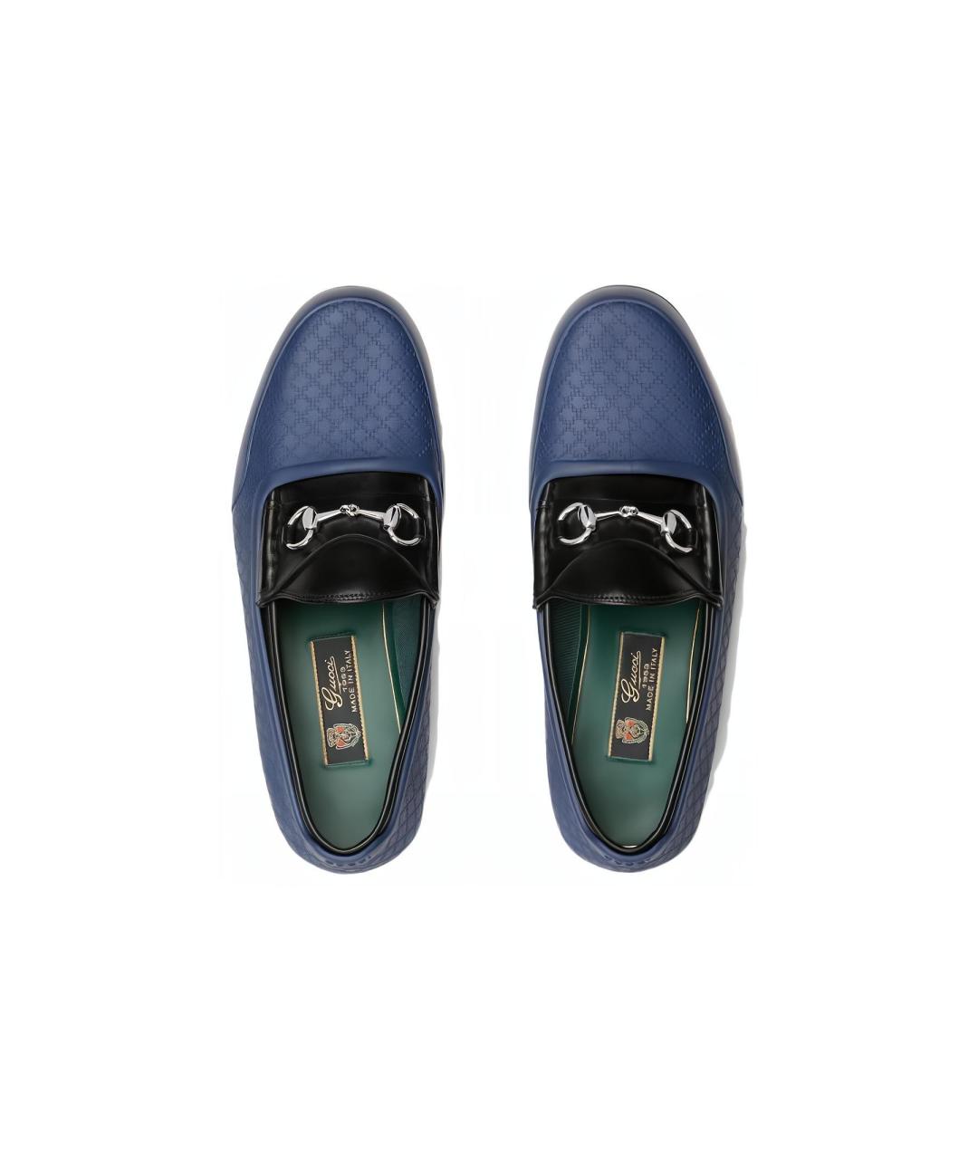 GUCCI Синие кожаные лоферы, фото 3