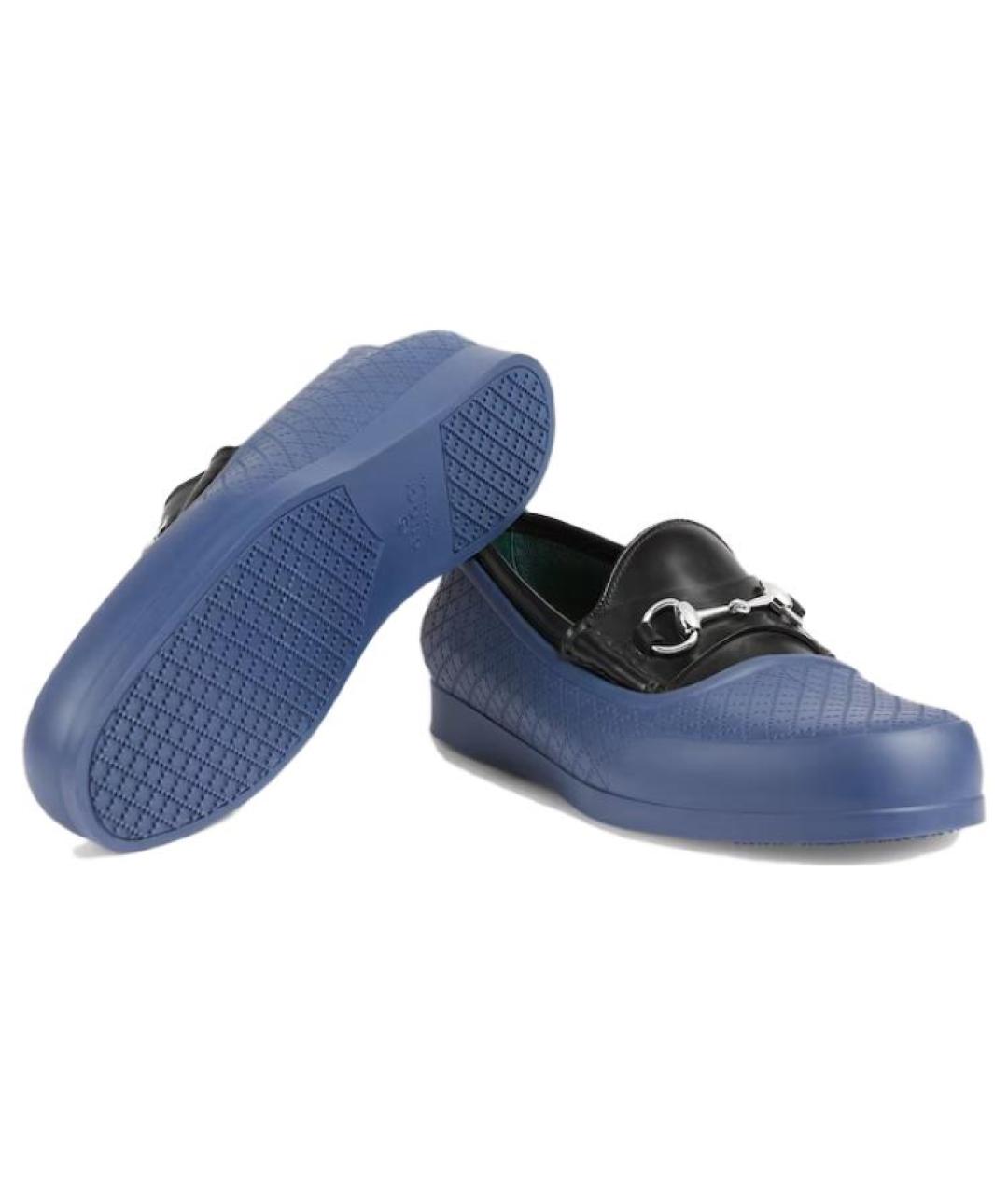 GUCCI Синие кожаные лоферы, фото 4