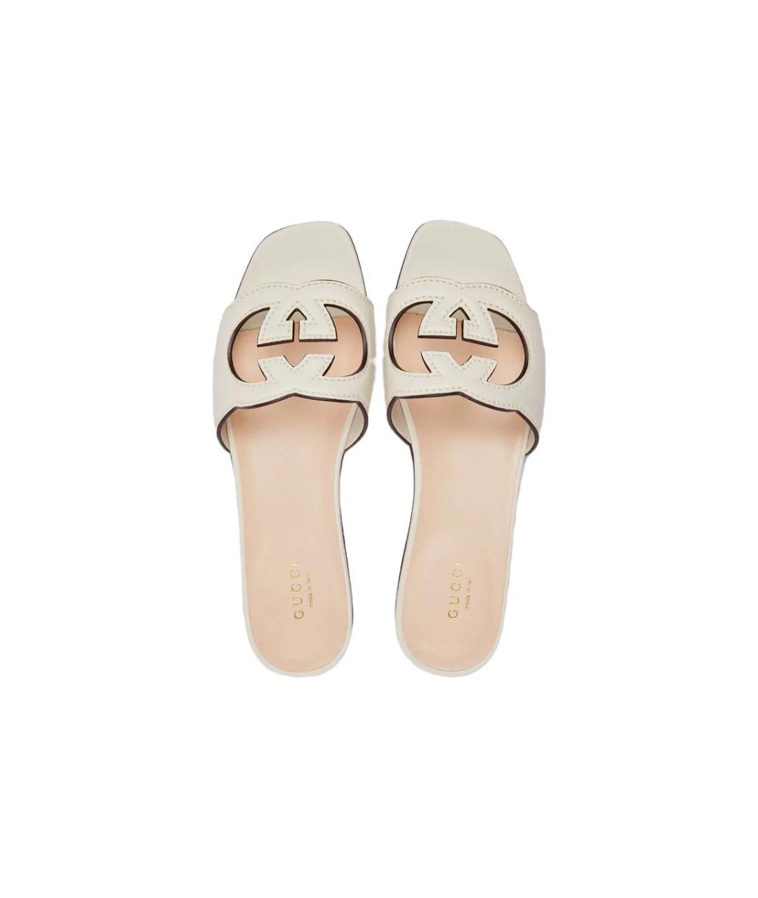 GUCCI Белые кожаные сандалии, фото 4