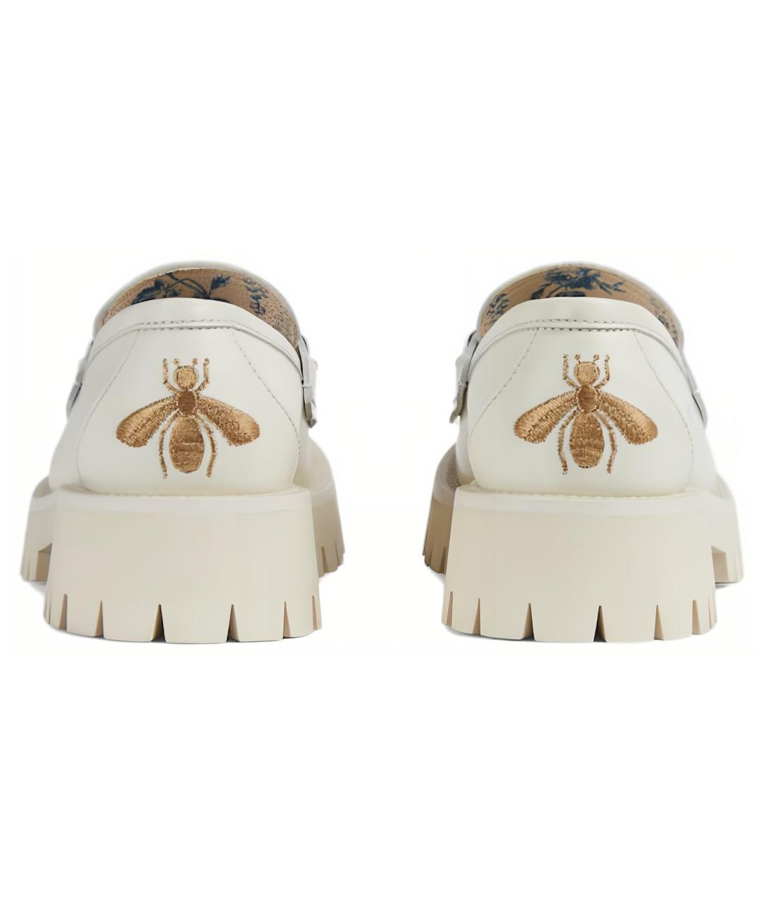 GUCCI Белые кожаные лоферы, фото 5