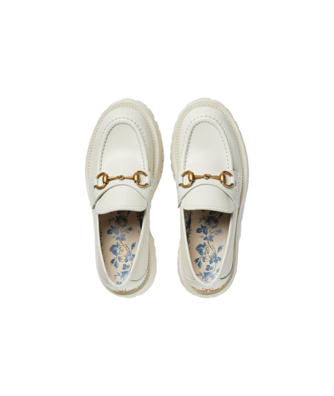 GUCCI Белые кожаные лоферы, фото 4