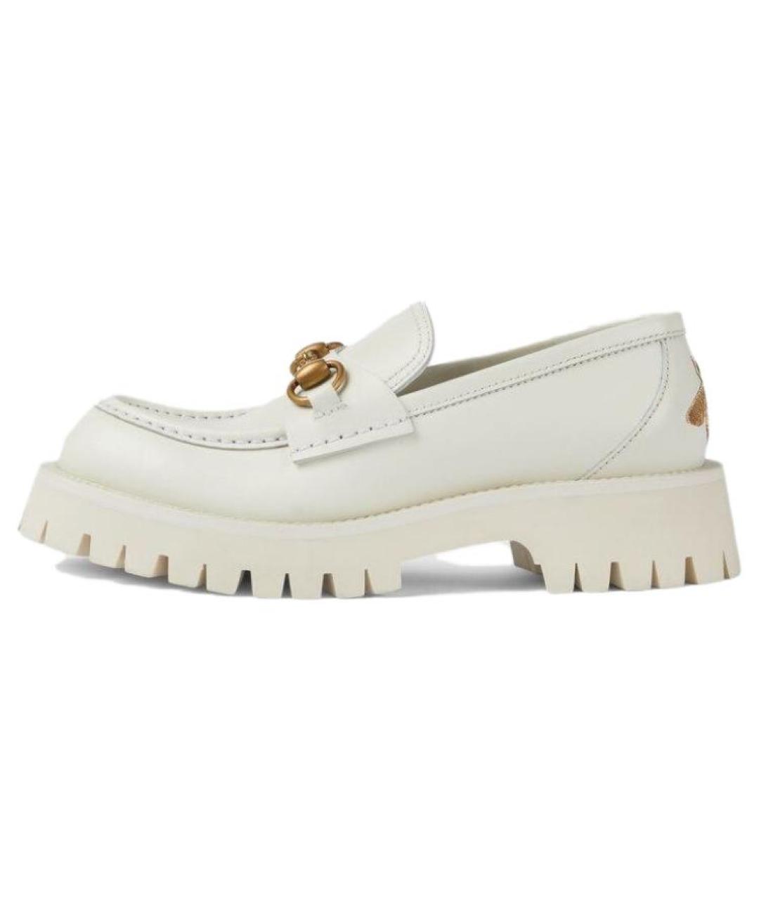 GUCCI Белые кожаные лоферы, фото 2