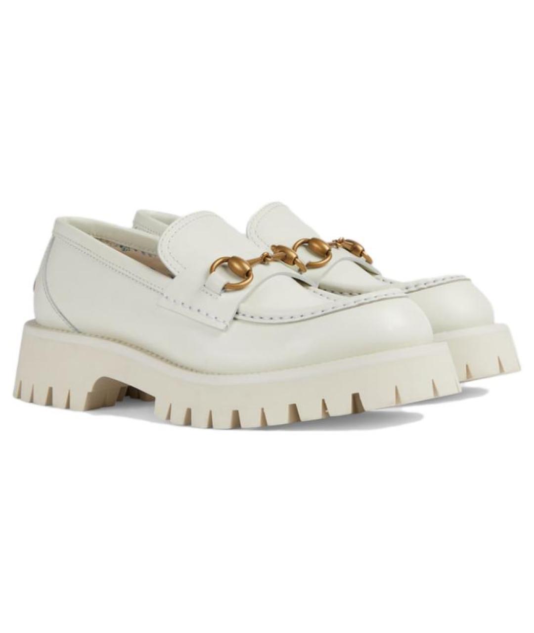 GUCCI Белые кожаные лоферы, фото 3