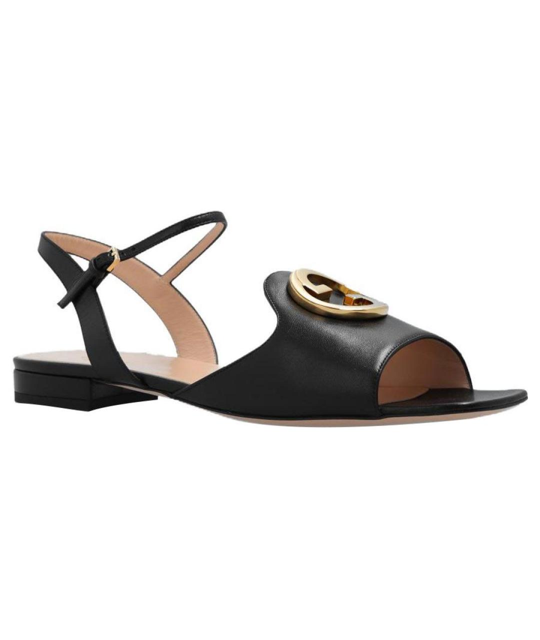 GUCCI Черные кожаные сандалии, фото 4