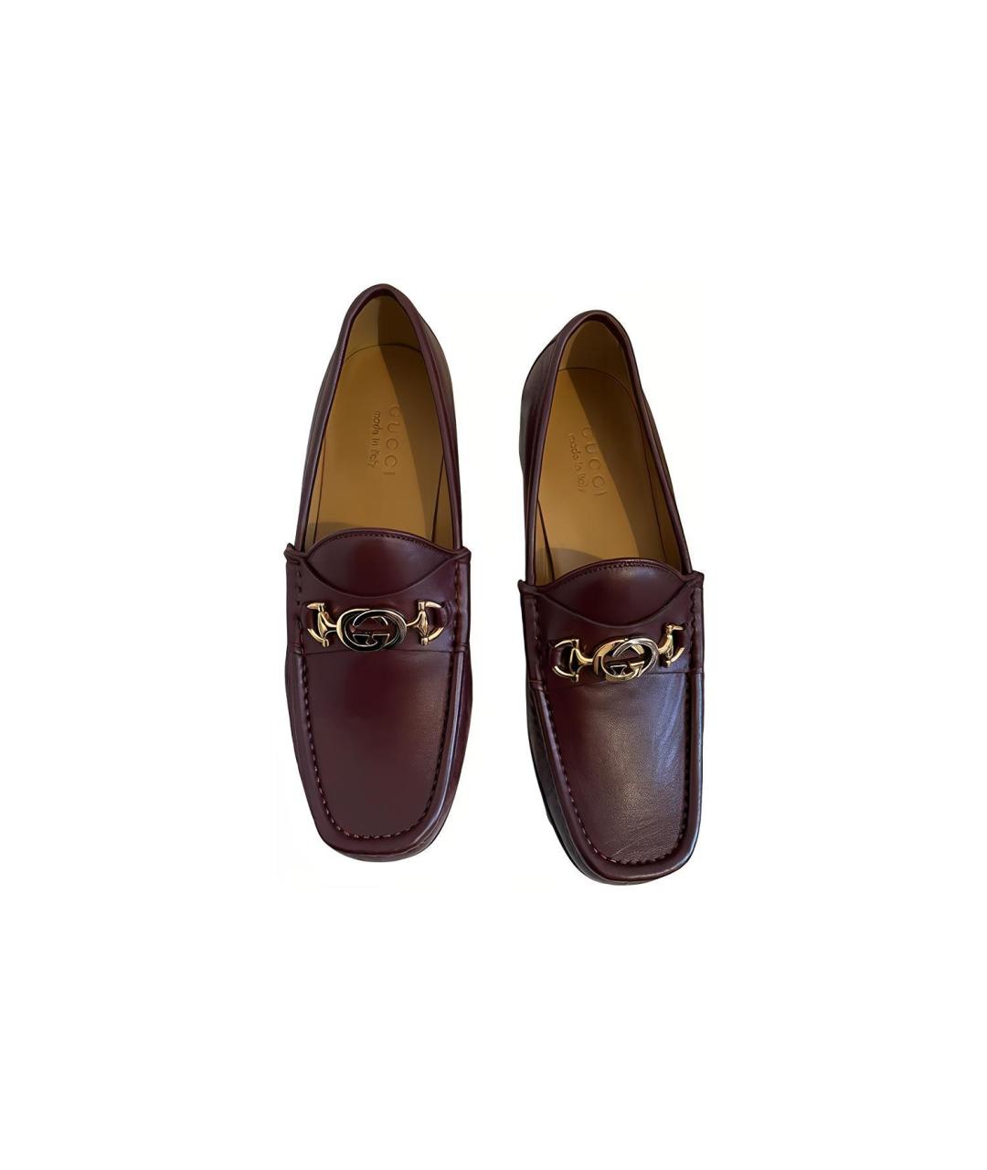 GUCCI Бордовые кожаные лоферы, фото 4
